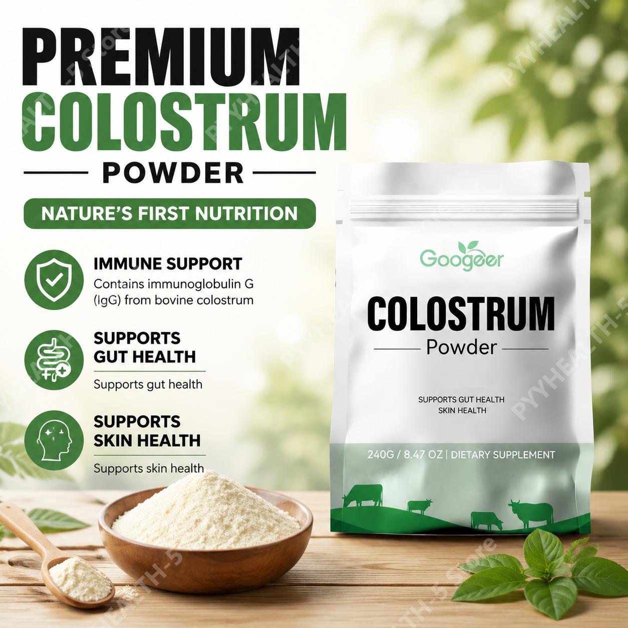 Colostrum Bovine Powder - Polvo de Calostro Googeer, Apoya la