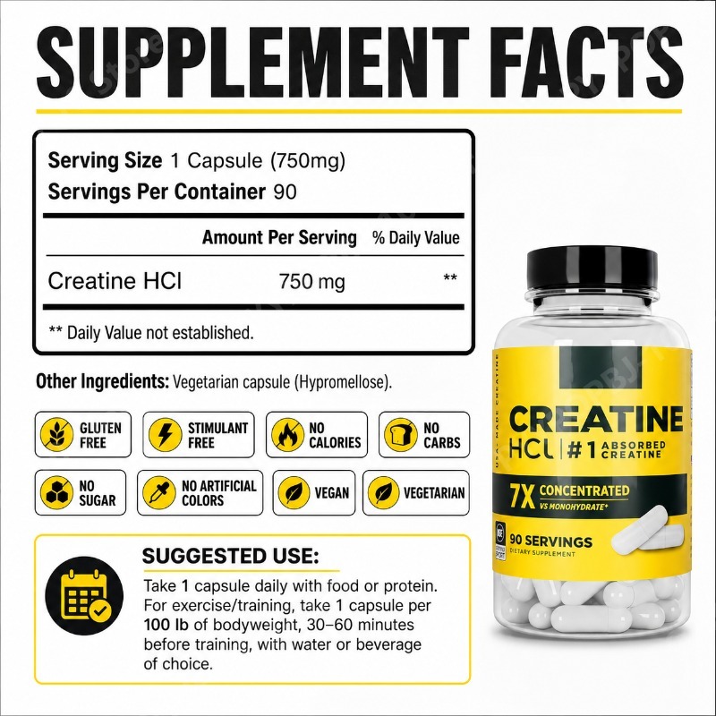 Creatina HCl 750mg 90 Cápsulas - Nutrition In Fitness reseña y precio